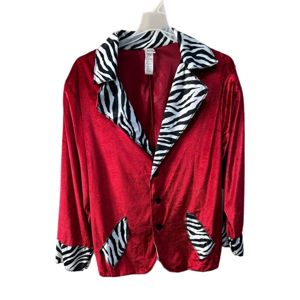 Morph Costumes Plus Size Red Robe Smoking Jacket Zebra Print Halloween Dress Up